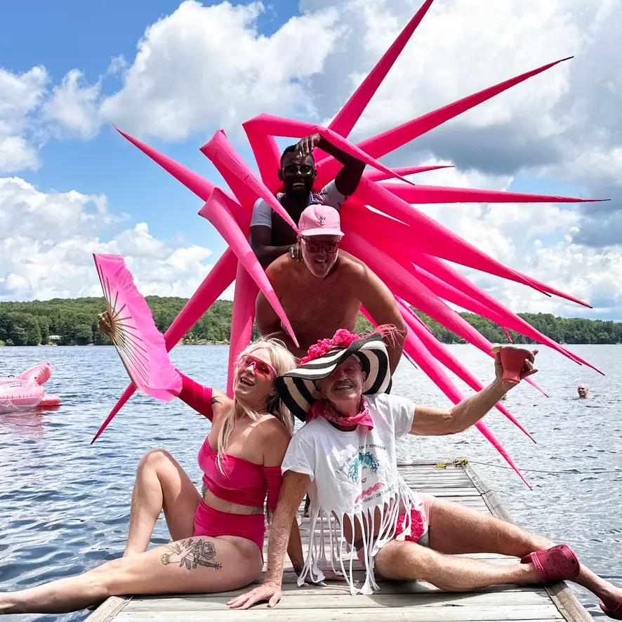 Jessica Clayton, Bob Fisher, Barr Gilmore and Pierre Antoine Alexandre gathered at Boshkung Lake